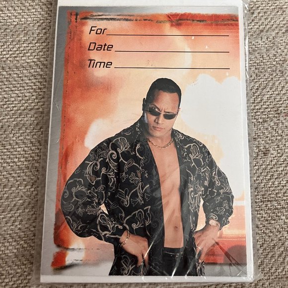 Vintage NWT  -WWF World Wrestling Federation Party Invites Ft. The Rock #13714 - Picture 4 of 6
